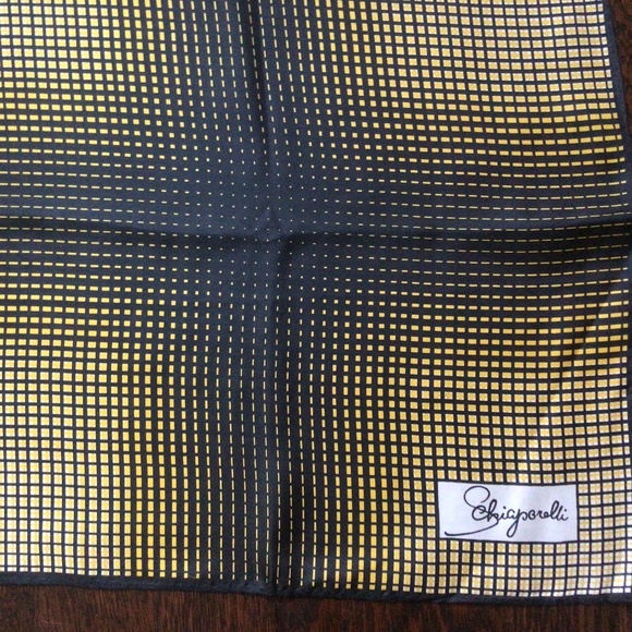Vintage Elsa Schiaparelli Scarf Geometric Yellow & Black - Picture 5 of 6